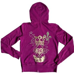 Vintage Juicy Couture Pink Zip Up Hoodie Women Size Medium